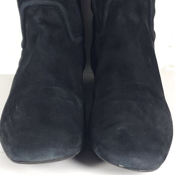 TORY BURCH Women's Selma US8,5M Black Suede Logo Zip Knee High Riding Boots - Picture 16 of 16